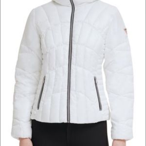 Guess White Quilted Puffer Jacket